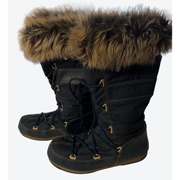 Moon Boot The Original Women's Monaco WP-2 Faux Fur Boots Navy US 9 - Picture 8 of 16
